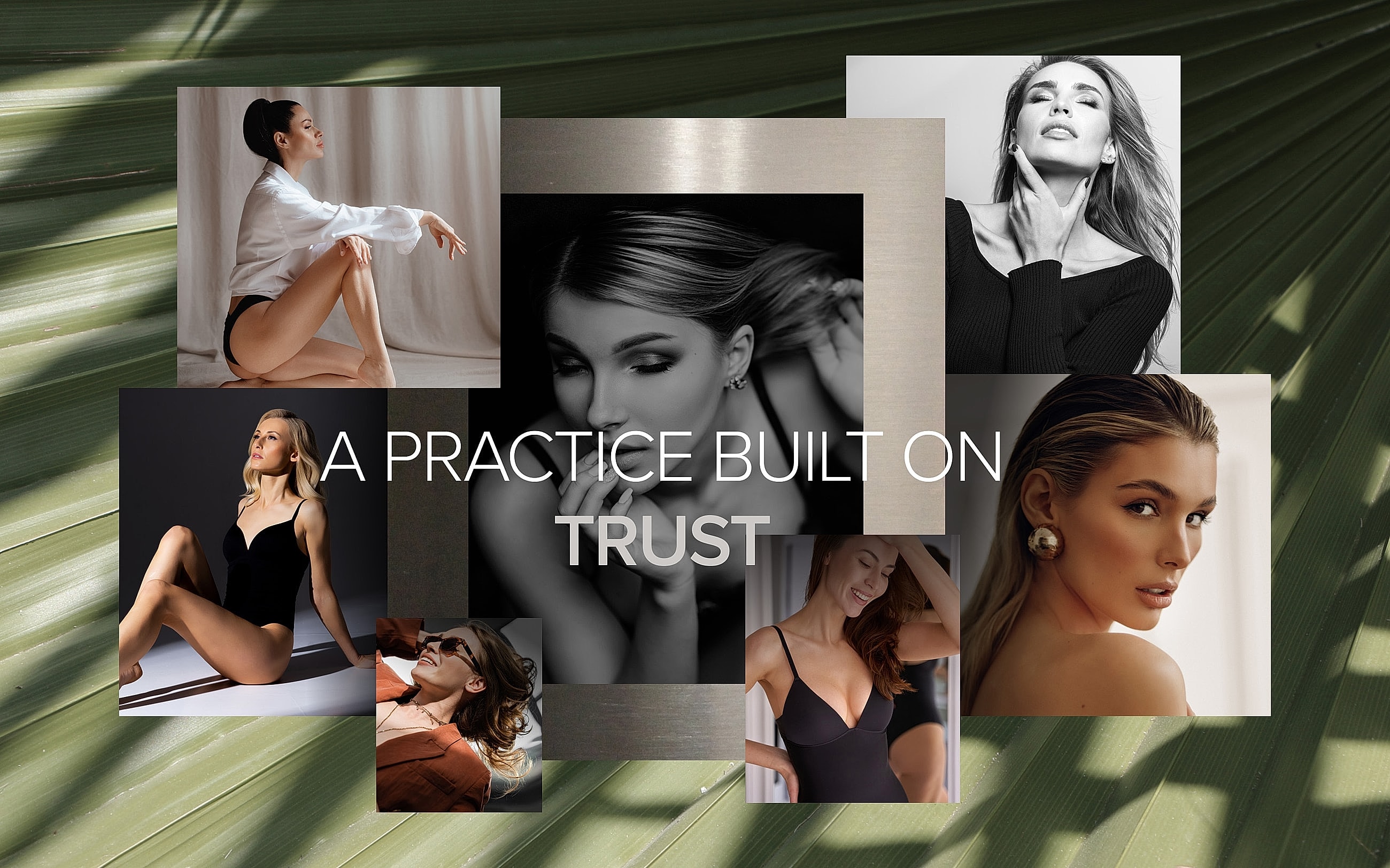 Collage of women promoting beauty and trust.