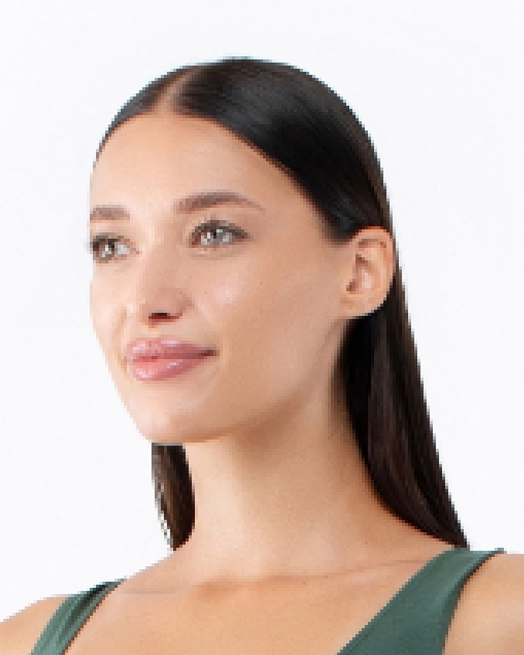 Portrait of a woman with long, dark hair.