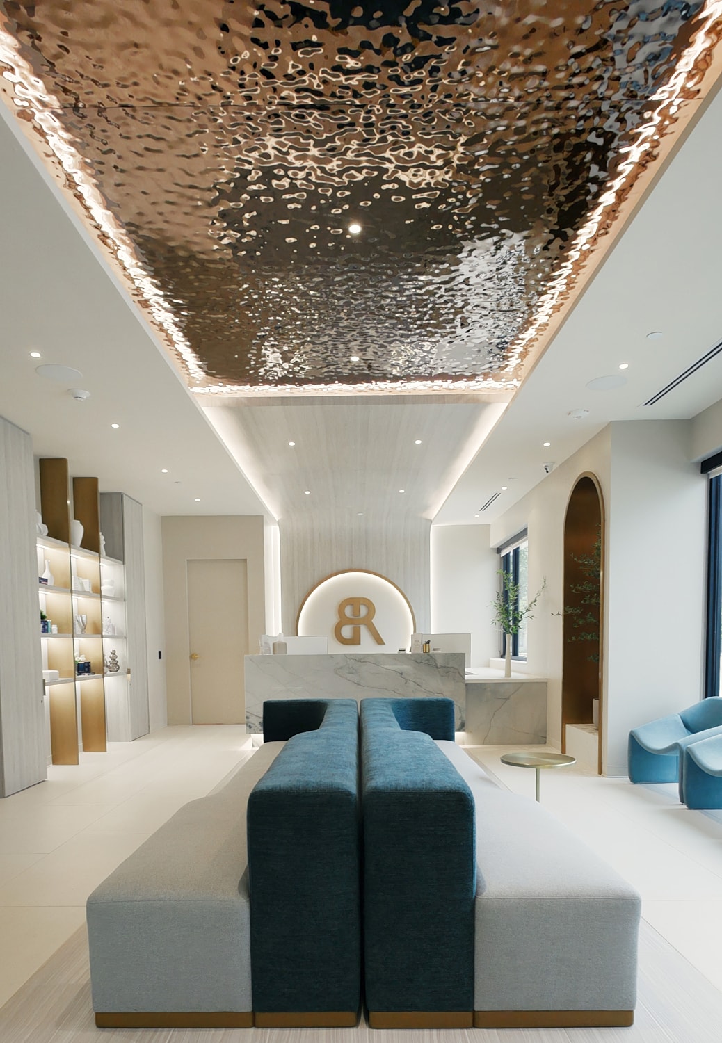 Modern reception area with stylish decor.