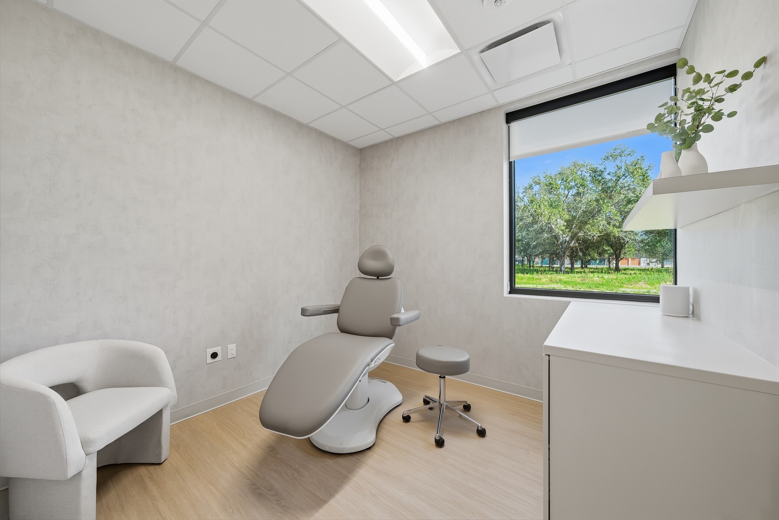 Modern dental office with natural light.
