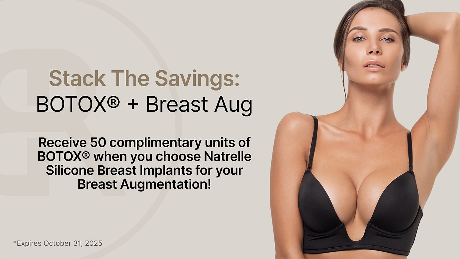 Botox promotion for breast augmentation offer
