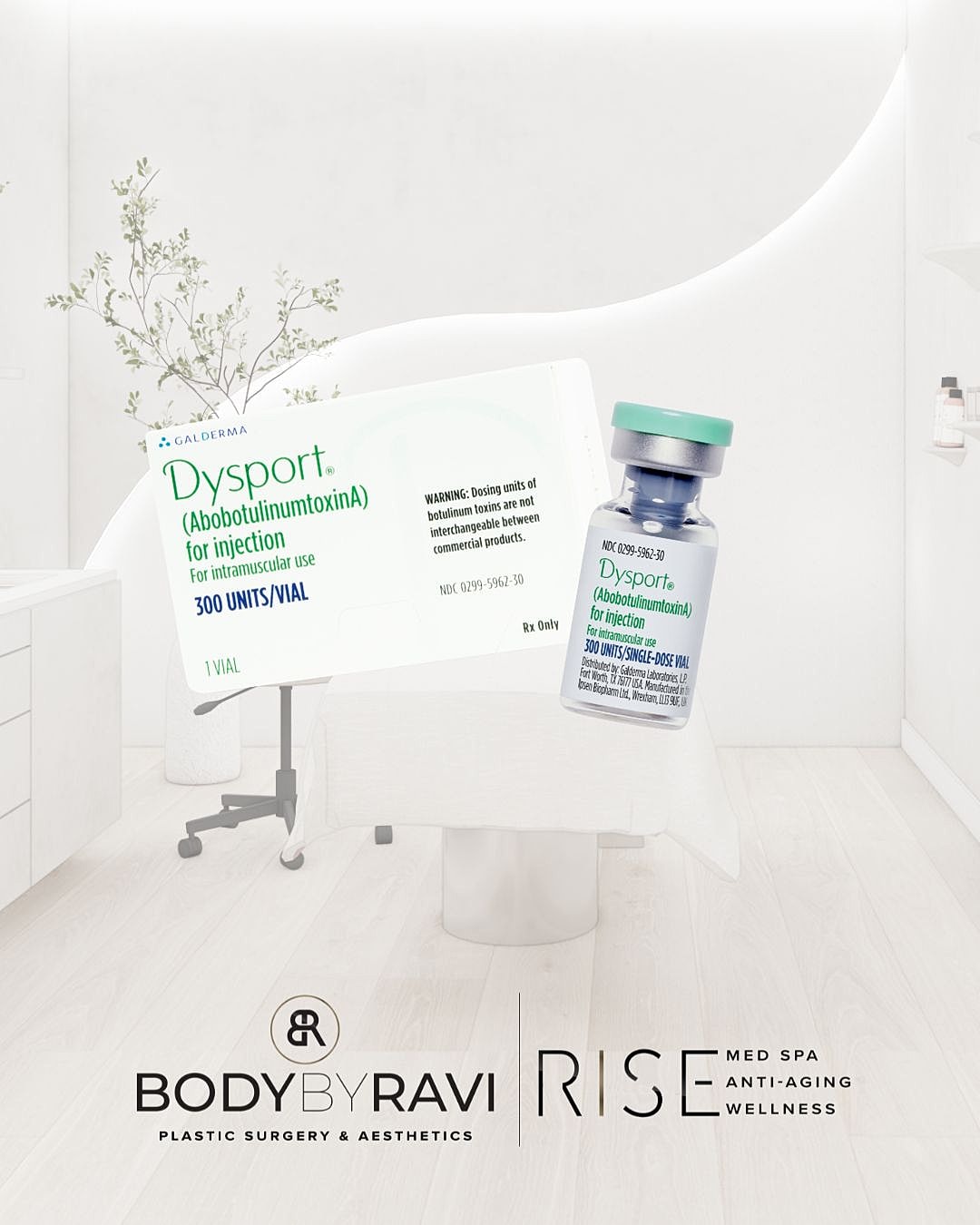 Dysport vial and instructions in a medical setting.