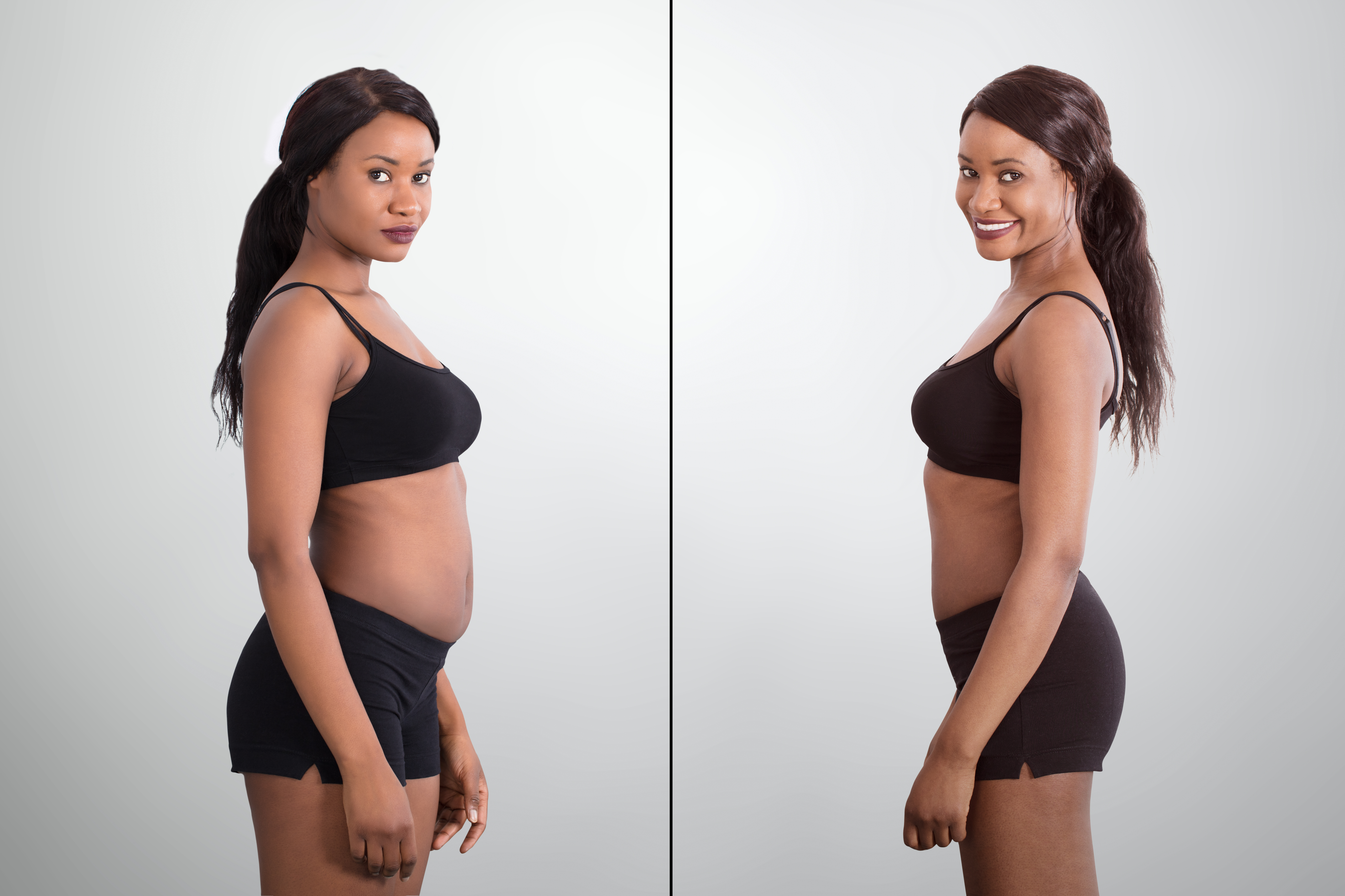Before,And,After,Concept,Showing,Fat,To,Slim,African,Woman